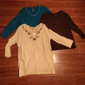3 white Stag 3/4 sleeve shirts